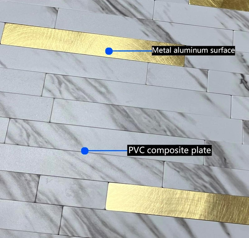 weimeisc 10 Sheets Peel and Stick Backsplash Tile for Kitchen, Self-Adhesive Mosaic Tile, Stick on Bathroom Vanities，Fireplace Décor, Laundry Table(11.88" X 11.88") (White Marble + Gold-3) - Image 4